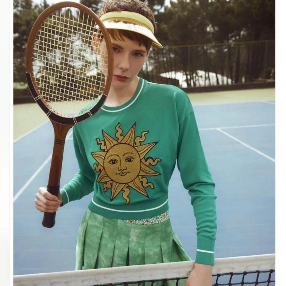 Adl raisa Vanessa Sweater green top sun print xs - Picture 12 of 12